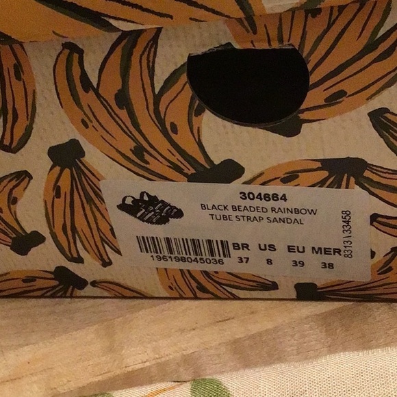 Farm Rio Beaded Rainbow Tube Strap Tassel Sandals with tropical print dust bag … - Picture 9 of 9